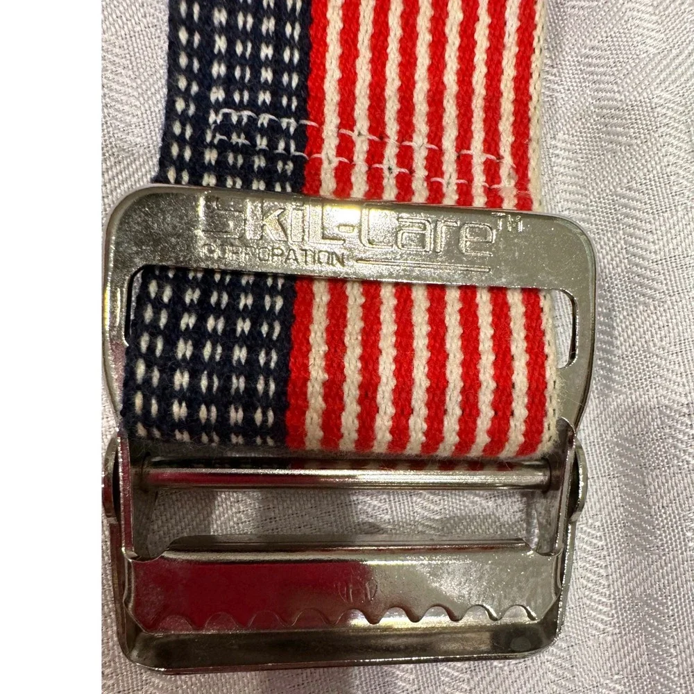 Skil-Care Gait Belt Unisex 34in Red White Blue Good American Flag Cotton Webbing